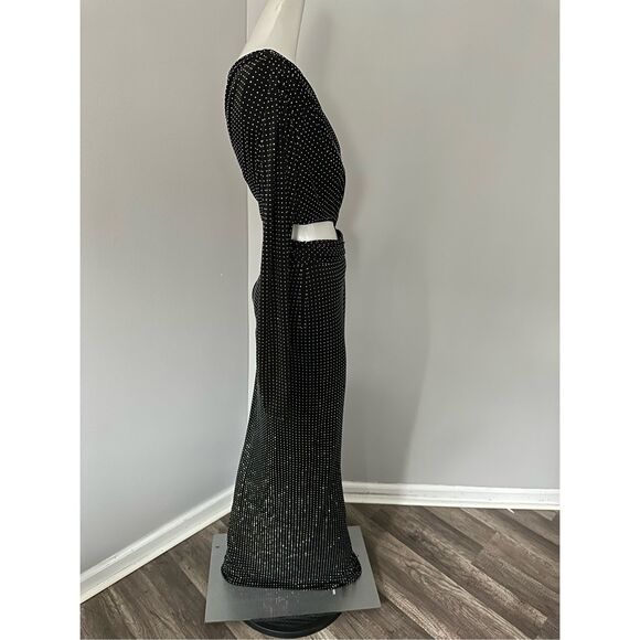 Ronny Kobo Lorinna Metallic Cut Out Slit Gown - Picture 10 of 11